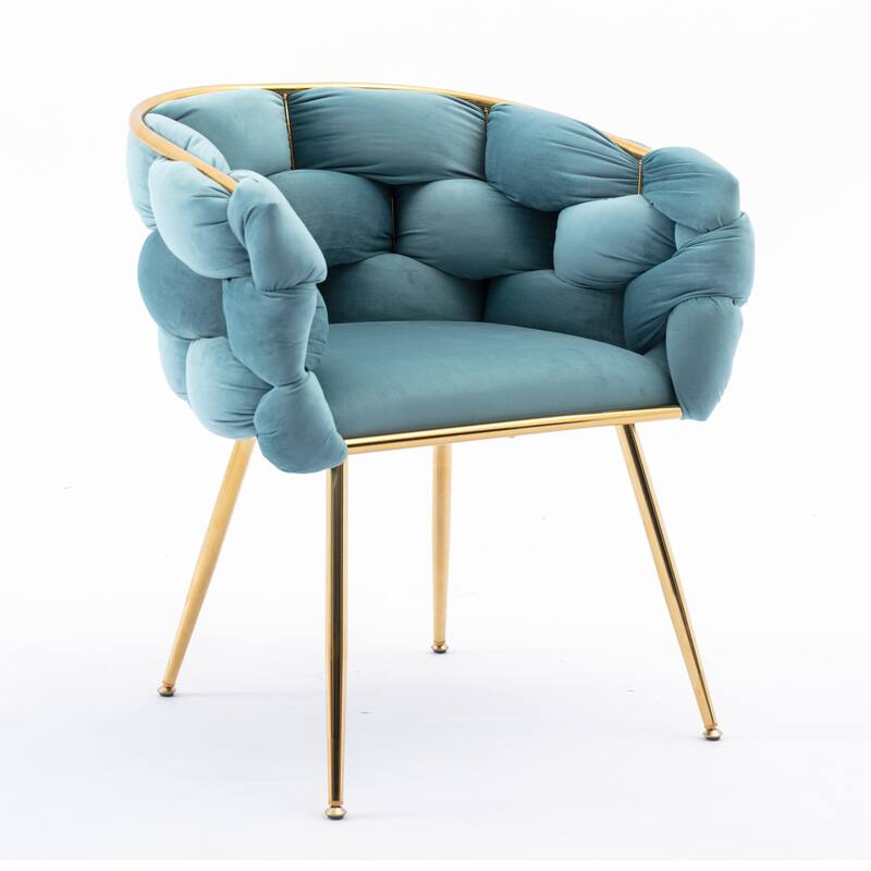 Blue Modern 28.7" Velvet Upholstered Accent Chairs with Gold - Plated Metal Legs (Set of 2)