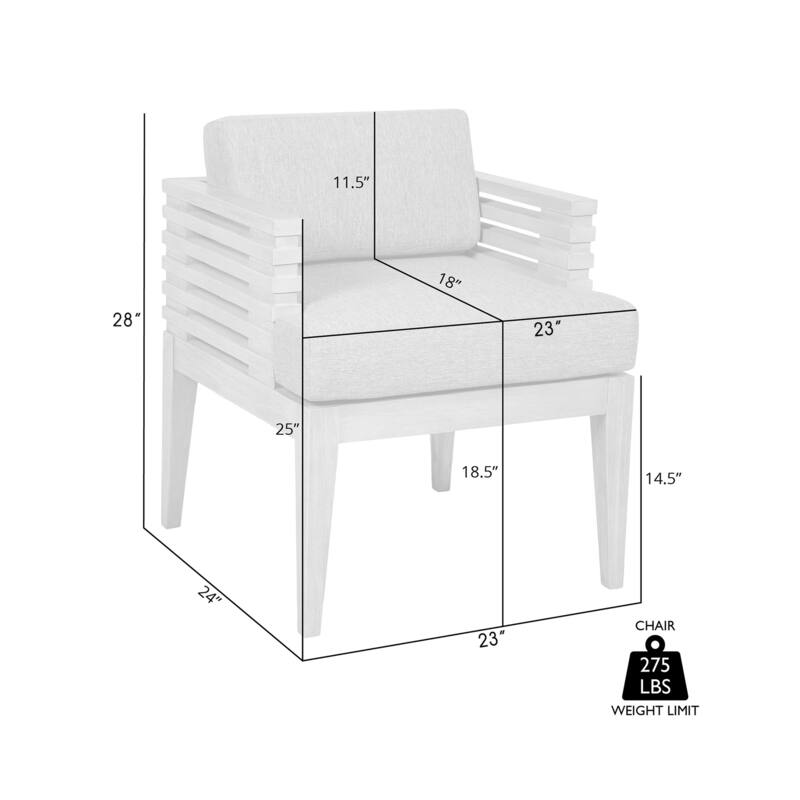 Vivid Outdoor Patio Dining Chair in Eucalyptus Wood with Olefin Cushions