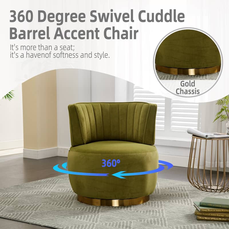Olive 25.2" Upholstered 360° Swivel Barrel Chair