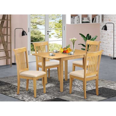5-Piece Natural Oak Finish Solid Wood Top - Dining Room Set - Seats 4