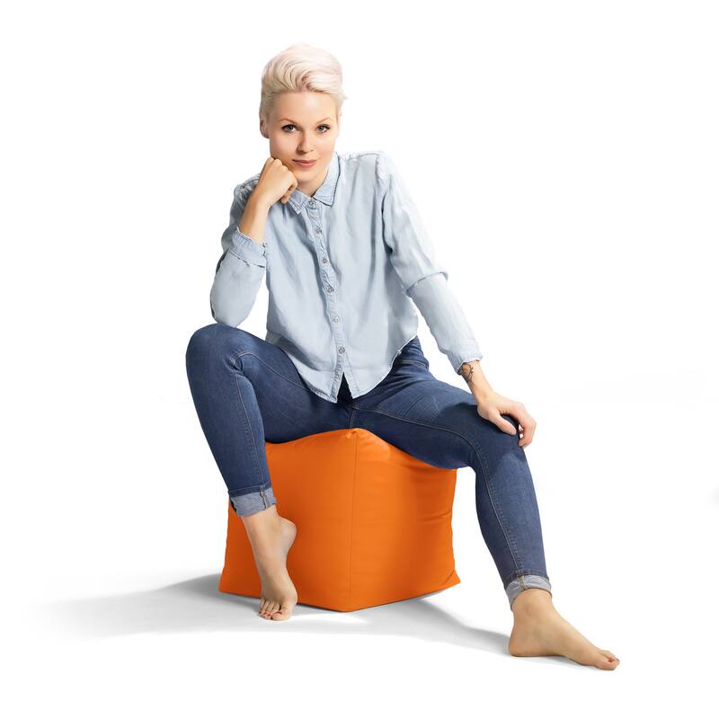 Sitting Point Oxford Fabric Cube Brava Pouf