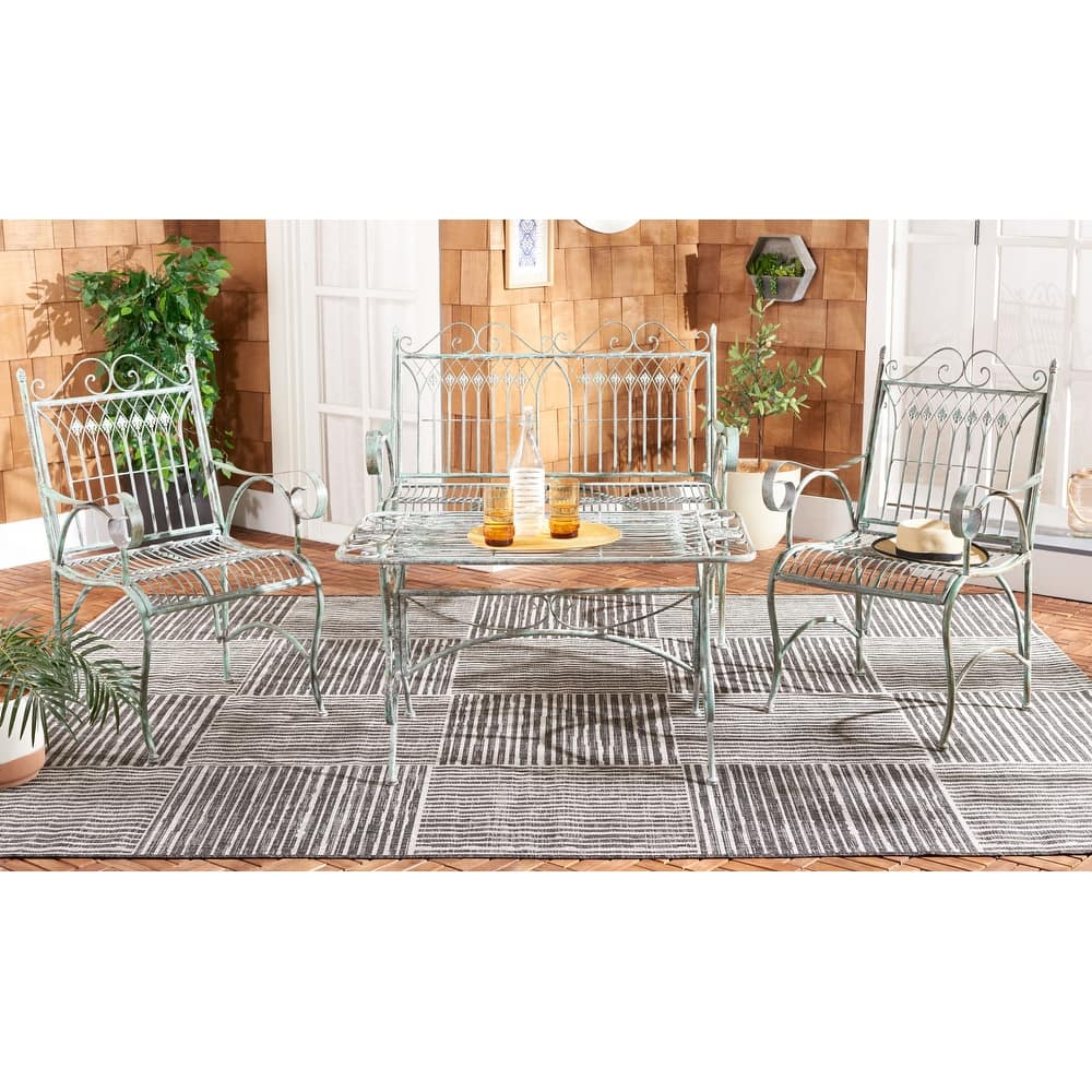 SAFAVIEH Outdoor Jalyn Victorian Scroll Iron 4-Piece Patio Set