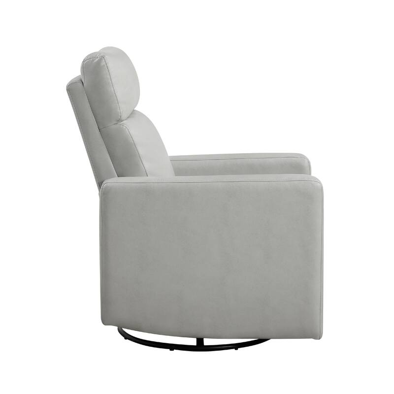 Yujo Recliner Chair, Manual, 30 Inch, Gray Faux Leather, 360 Swivel