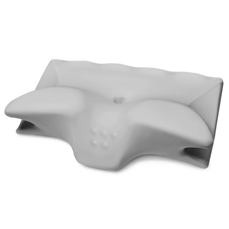 Cooling Gel Memory Foam Contour Pillow, OX Horn Cervical Pillow - Grey - Set of 2