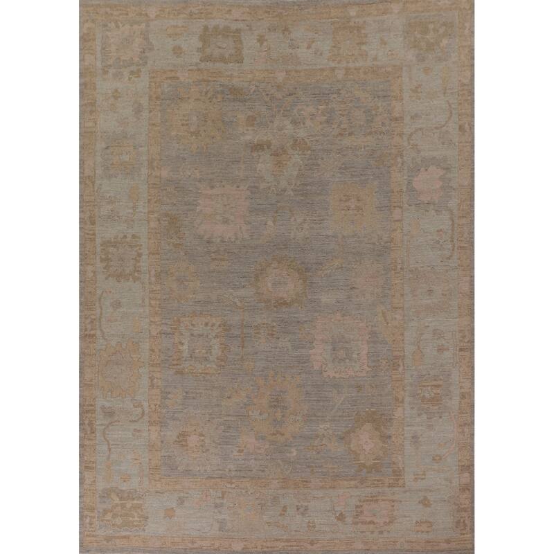 Oushak Vegetable Dye Area Rug Hand-Knotted Wool Carpet - 8'0" x 9'10"