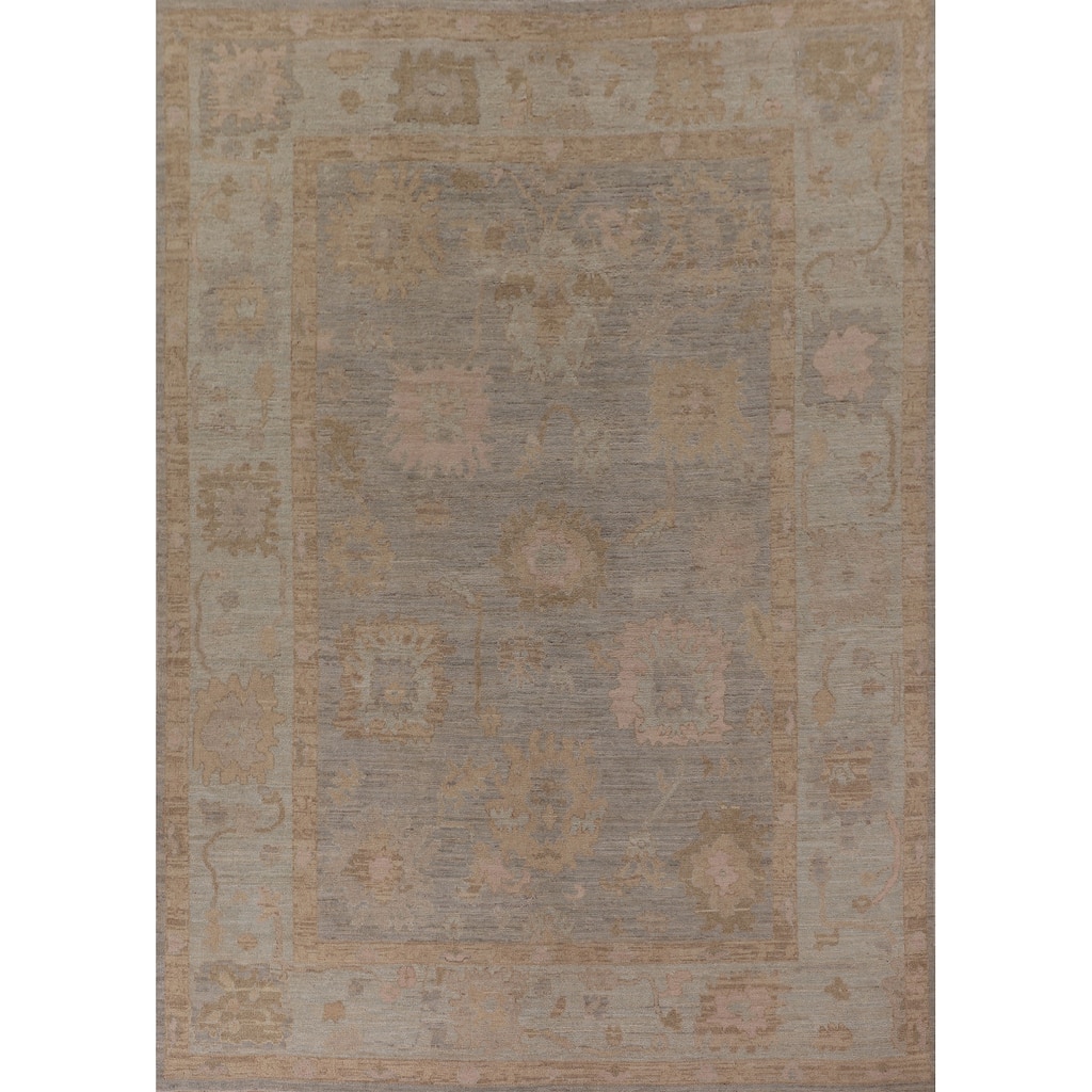Oushak Vegetable Dye Area Rug Hand-Knotted Wool Carpet - 8'0" x 9'10"