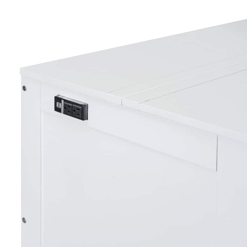Full Size Foldable Murphy Bed with USB Port and Removable Side Shelves