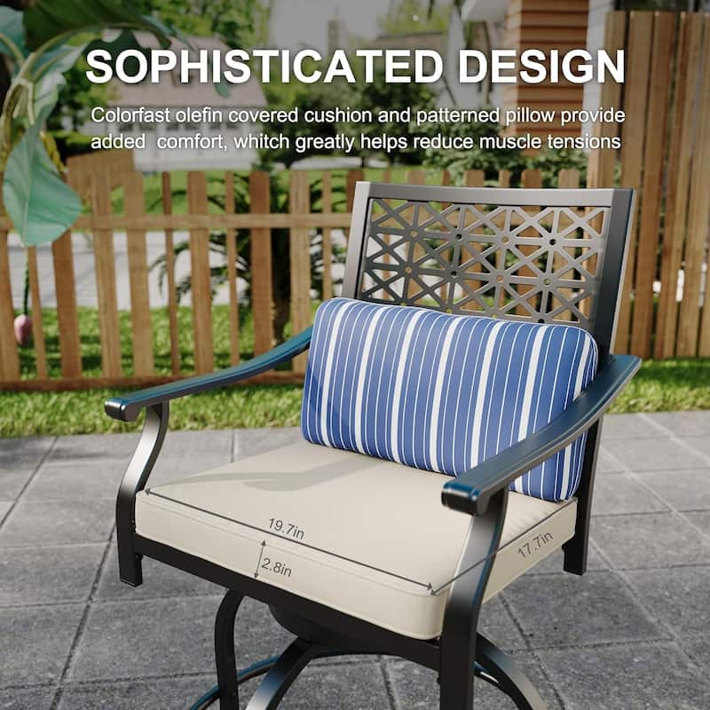Outdoor Patio Swivel Chairs with Seat Cushion Set of 2