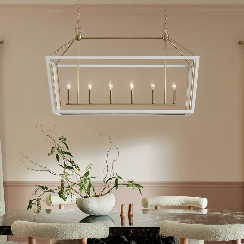 Delvin 44.25 in. 6-Light Linear Chandelier with Removable Glass