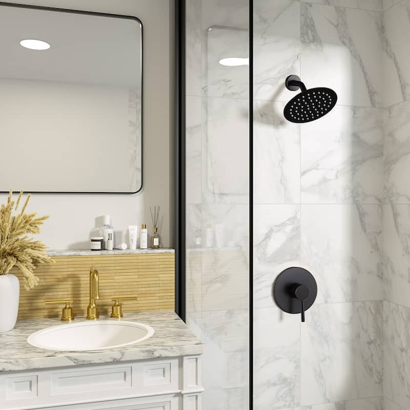 WOWOW Wall Mounted Bathroom Shower Faucet Valve Included