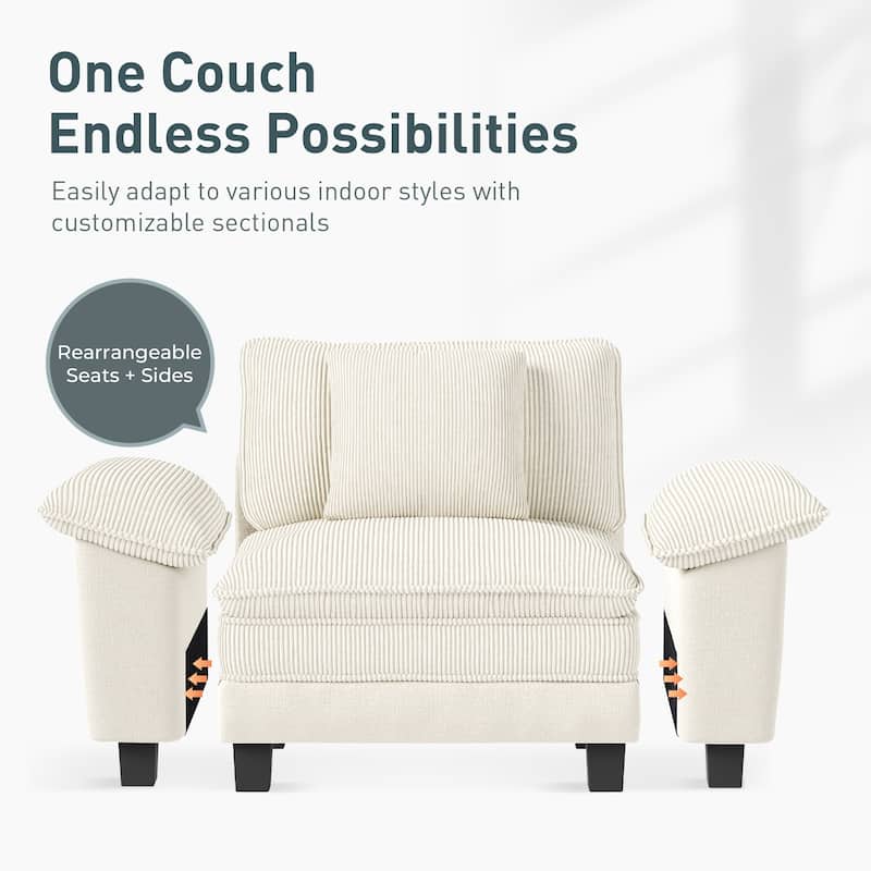 MAISON ARTS 3-Piece Sofa Set for Living Room, Comfy 3-Seater with Loveseat or Armchair, Modular Sectional Couch with Pillows