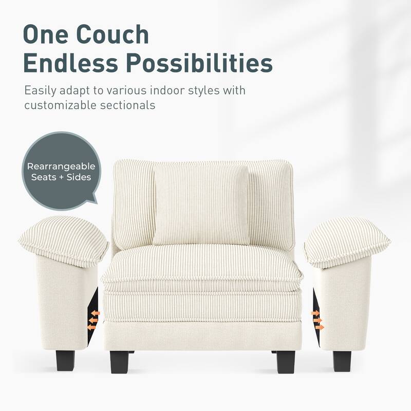 MAISON ARTS Chenille & Corduroy Modular Sectional Sofa Set, Comfy 5/6/7-Seat Living Room Couch with 3-Seater or Loveseat