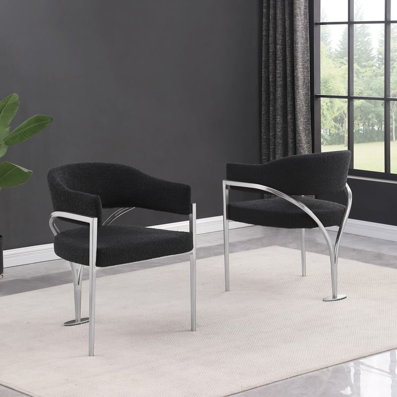 Best Quality Furniture Matte Brushed Chrome Dining Chairs (Set of 2) - N/A - Black-Chairs