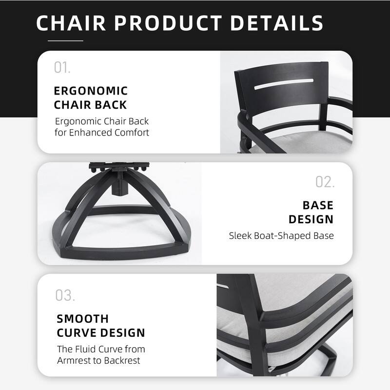 2-Piece Outdoor Aluminum Swivel Rocker Set with Sunbrella Fabric Cushions - Ember Black‌