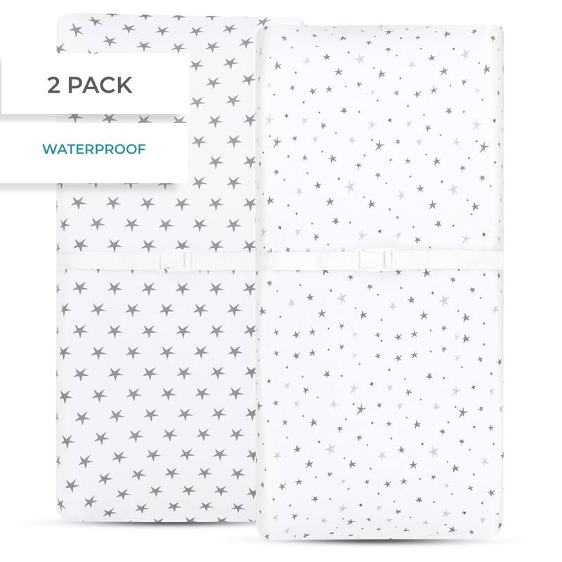 Ely's & Co. Baby Waterproof Changing Pad Cover Sheet Set - 2 Pack - 34" x 17"