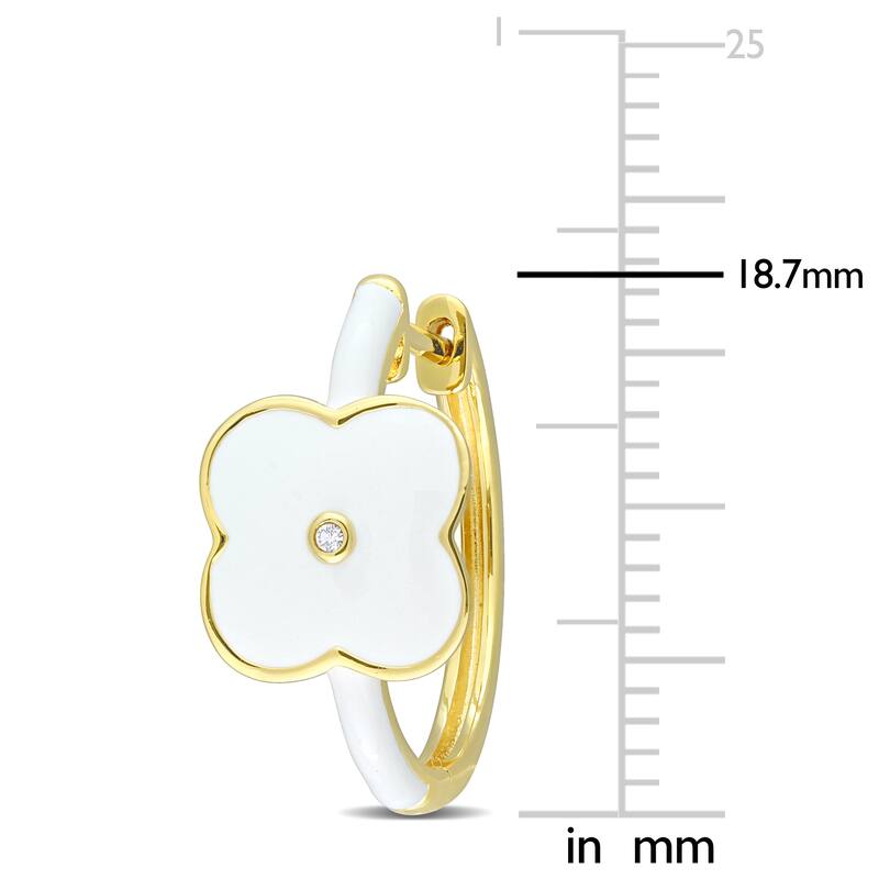 Miadora Created White Sapphire Floral Hoop Earrings in Yellow Plated Sterling Silver