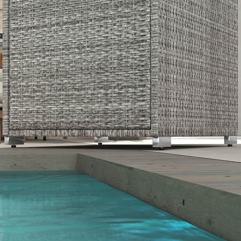 Outsunny Outdoor Towel Rack & Pool Toy Cabinet / Hot Tub Accessory Storage, Freestanding Waterproof PE Rattan Wicker