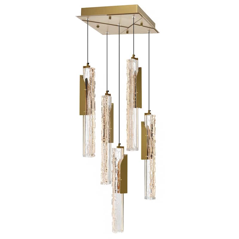 Valira Integrated LED 12in Brass Mini Pendant with Handcrafted Glass - Brass