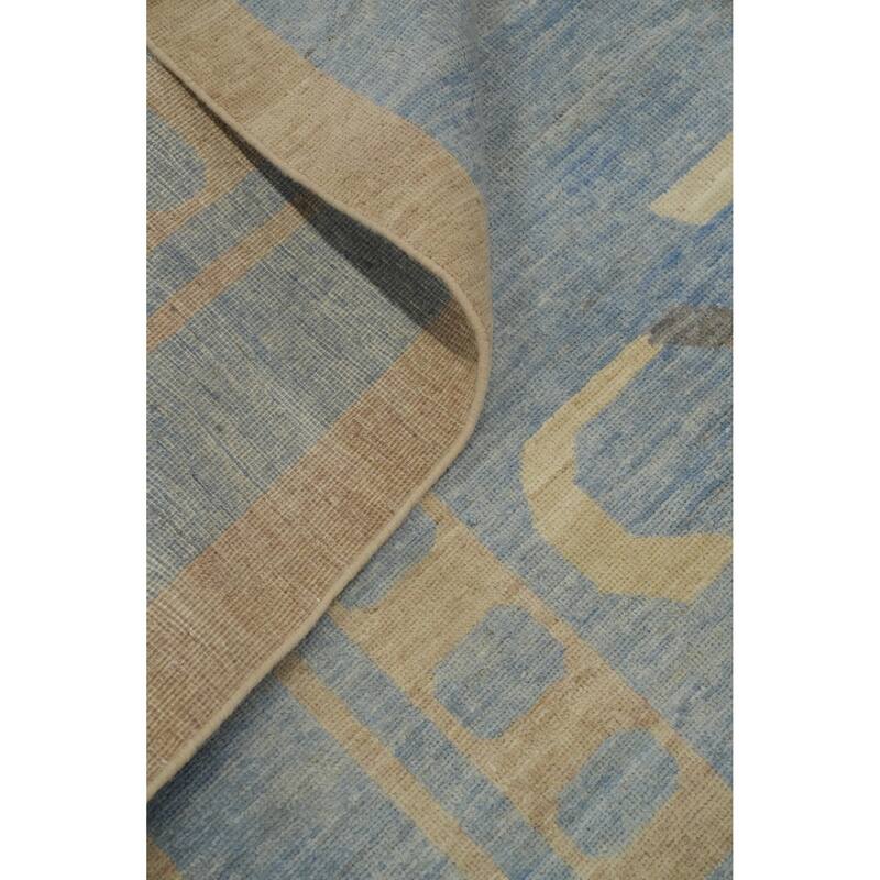 Hand Knotted Oriental 100% Wool Carpet Traditional Geometric Navy Blue & Blues Ziegler Area Rug - 14' 10'' X 14' 10''