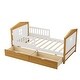 preview thumbnail 7 of 9, Twin Size House Bed with 2 Storage Drawers, Wooden Bed for Girls Boys Teens, No Box Spring Needed, Walnut & White Finish