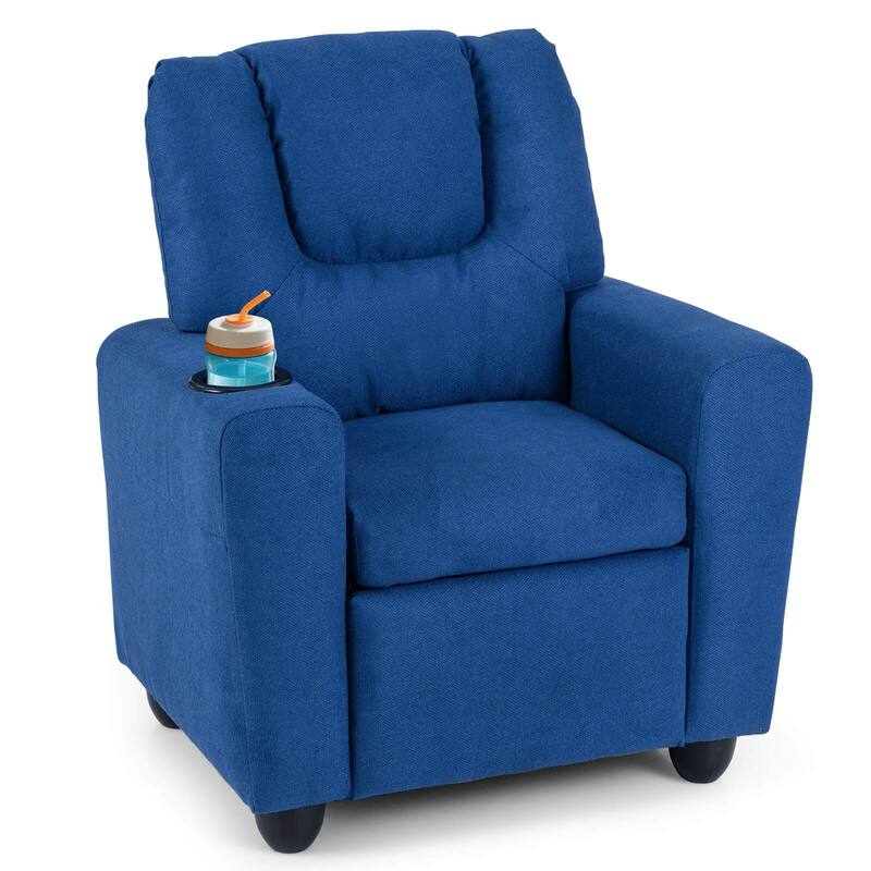 Costway Kids Recliner with Cup Holder with Adjustable Backrest & - Blue