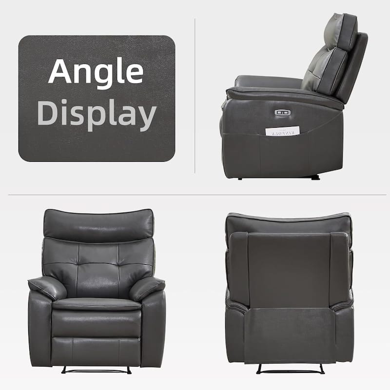 Genuine Leather Recliner Chair,Power Recliner Chair for Adults,Electric Single Reclining Sofa for Living Room