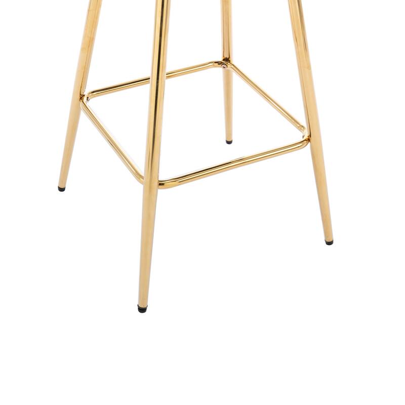 Velvet Bar Stools Set of 2, Counter Height Bar Chairs with Armrests, Kitchen Island Stools with Footrest and Golden Legs