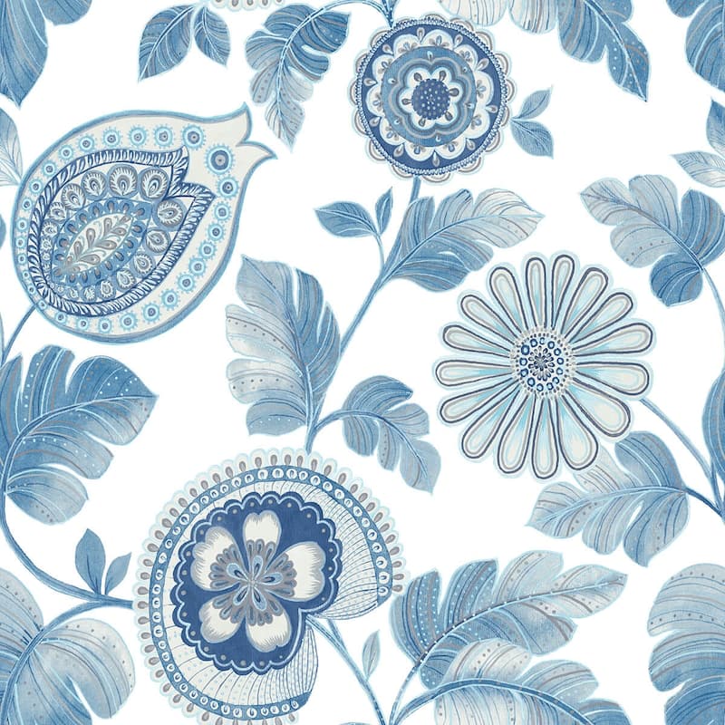 Seabrook Designs Boho Rhapsody Calypso Paisley Leaf Unpasted Wallpaper