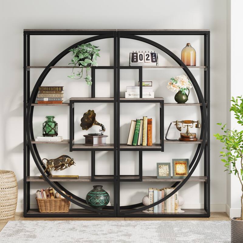70.8" Tall Modern Geometric Bookshelf with 6-tier storage Shelf - 70.8"H