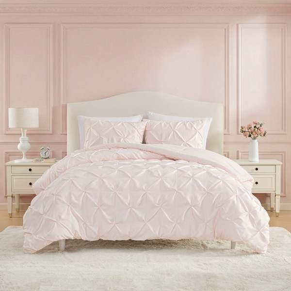 Laura Ashley Solid Satin Pintuck Reversible Comforter Set - On