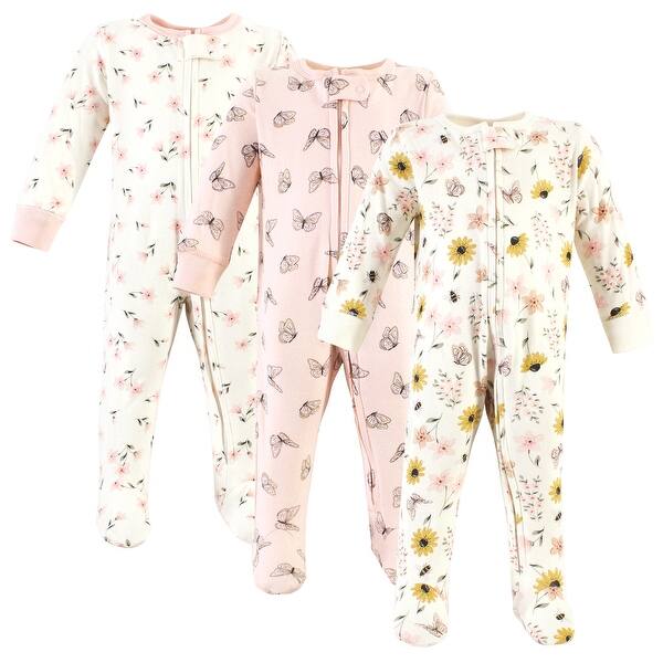 slide 1 of 1, Hudson Baby Infant Girl Cotton Sleep and Play, Dainty Wildflower 0-3 Months - Dainty Wildflower