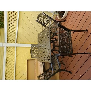 Outdoor Hallandale 5-piece Cast Aluminum Square Bronze Dining Set by Christopher Knight Home