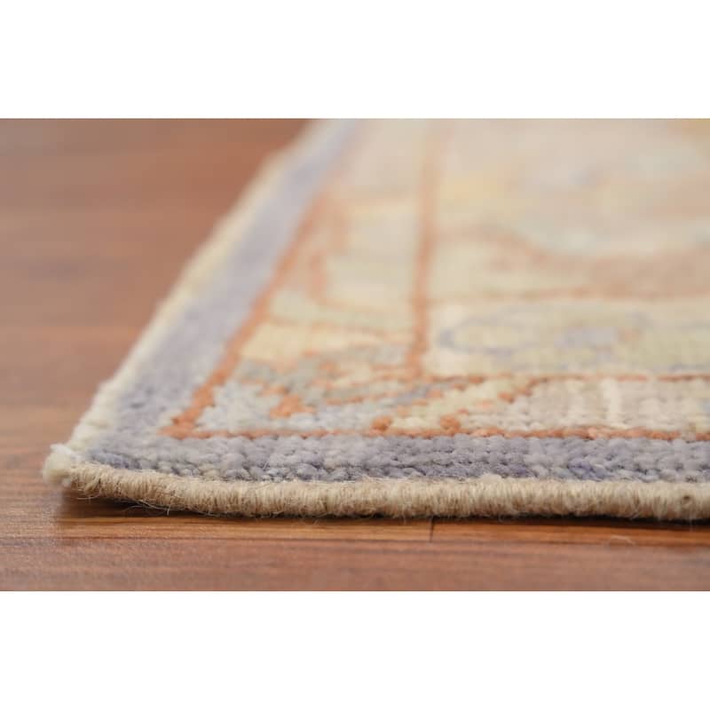 Hand Knotted Oriental 100% Wool Carpet Transitional Floral Purples Oushak Area Rug - 6' 10'' X 5' 1''