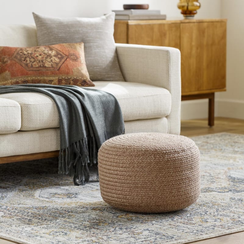 Livabliss Entwined Modern & Contemporary Solid Color Pouf - Dusty Pink