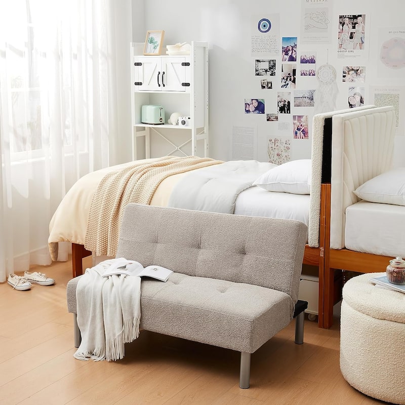 2East Boucle Mini-Futon by DormCo - Taupe