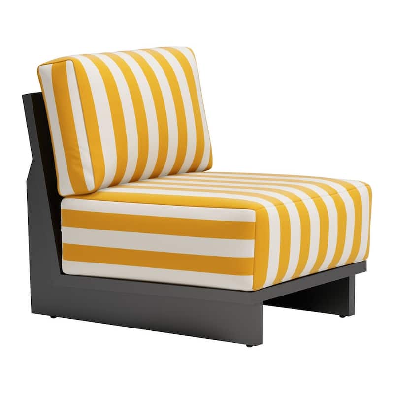 HomeRoots 27" White And Yellow And Black Fabric Striped Side Chair - 27' X '31.5' X '32