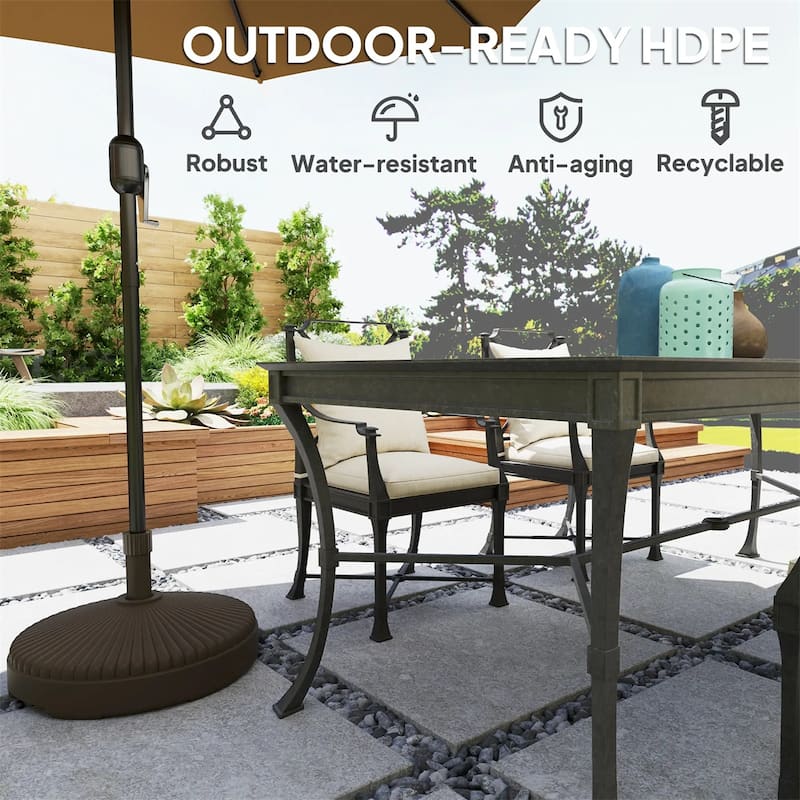 Outdoor Umbrella Base HDPE Patio Parasol Stand Fillable with Sand or Water - 21.7" x 11.8" H