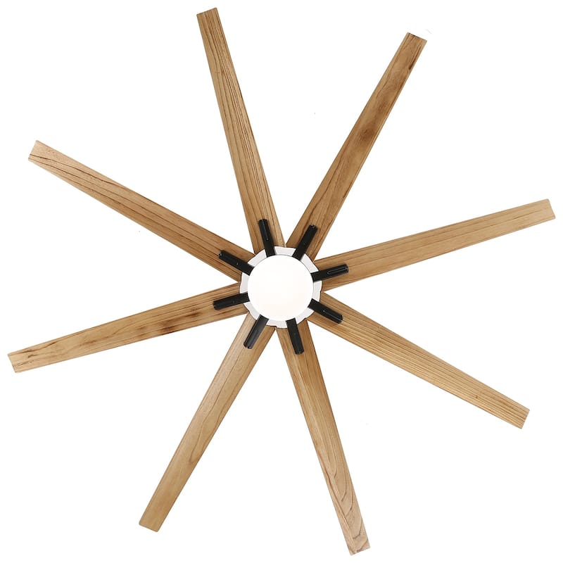 76 Inch Ceiling Fan with Light and Remote,8 Solid Wood Blades,Smart Control,Reversible Airflow - 76 inch
