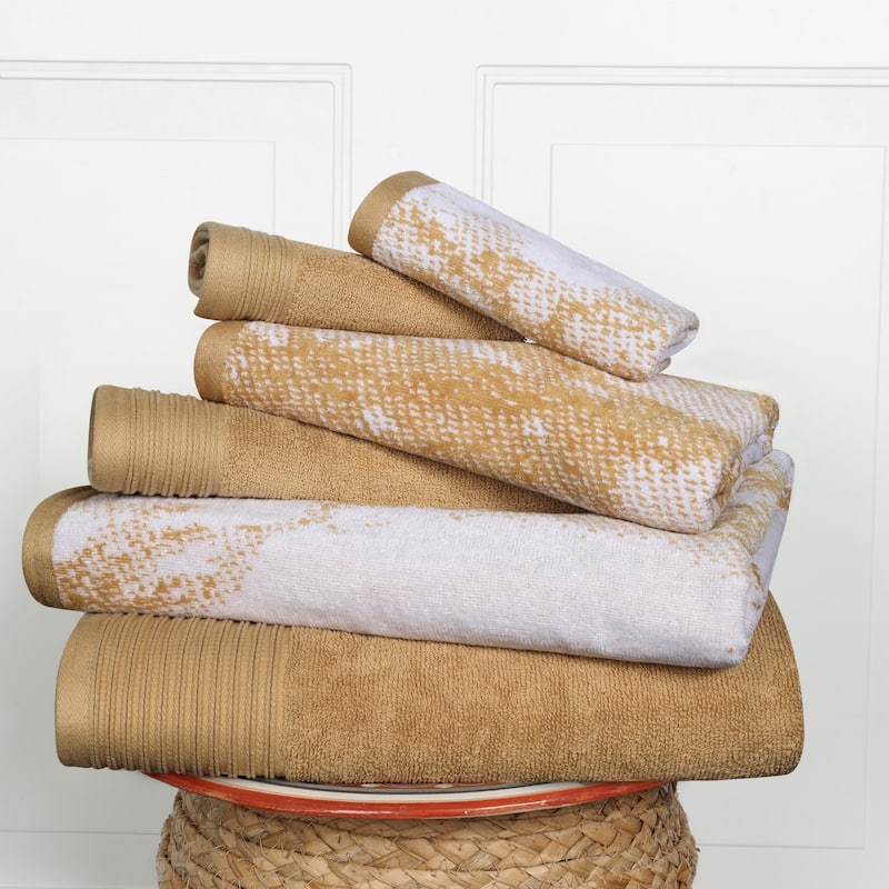 Superior Cotton Quick-Drying Solid and Marble 6 Piece Towel Set