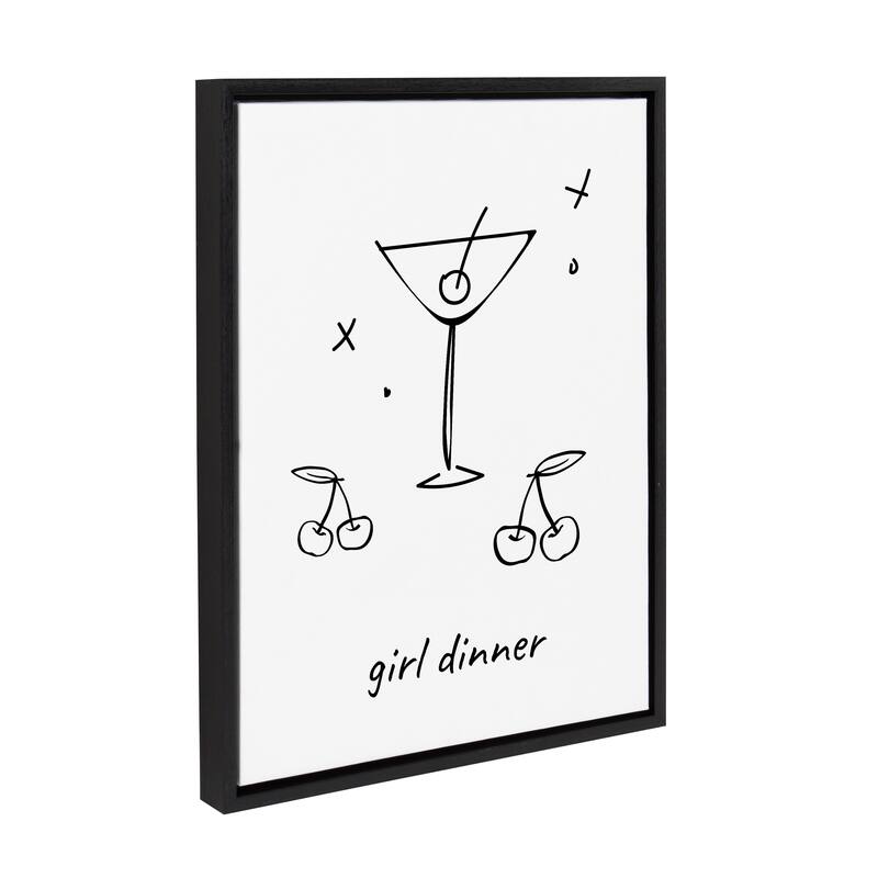 Kate and Laurel Sylvie Girl Dinner Framed Canvas by Honey Island Studio - 18x24 - Black