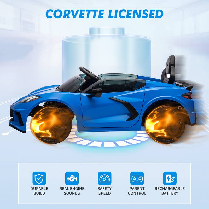 12V Kids Ride On Car Sports Licensed Corvette Electric Car Toy for Kids Best Gifts