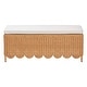 preview thumbnail 3 of 7, Teresa Bohemian Light Honey Scalloped Rattan Ottoman Bench