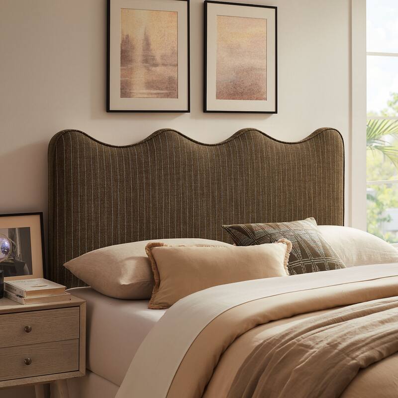 Athena Striped Fabric Upholstered Headboard - Earth Stripe - Full