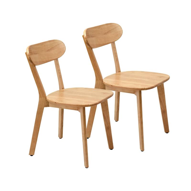 100% Solid Wood Dining Chairs Set of 2, Mid Century Modern Dining Chairs with Curved Backrest, for Dining Room - Wood