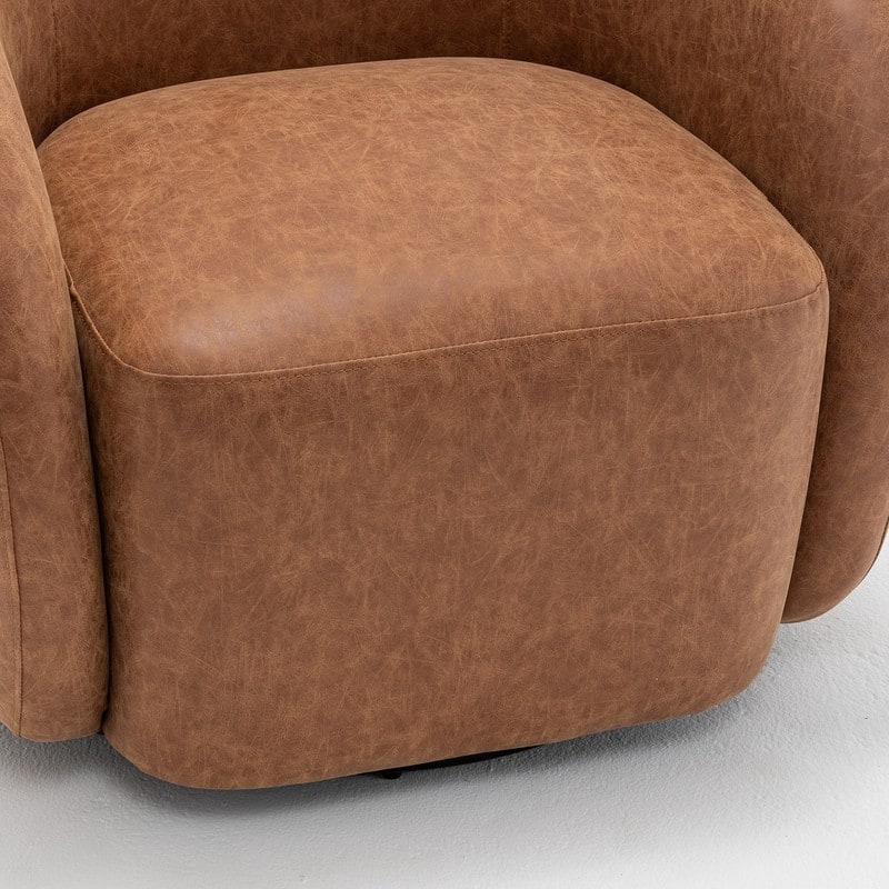 SEYNAR Modern Glam PU Leather 360 Degree Swivel Accent Armchair Set of 2