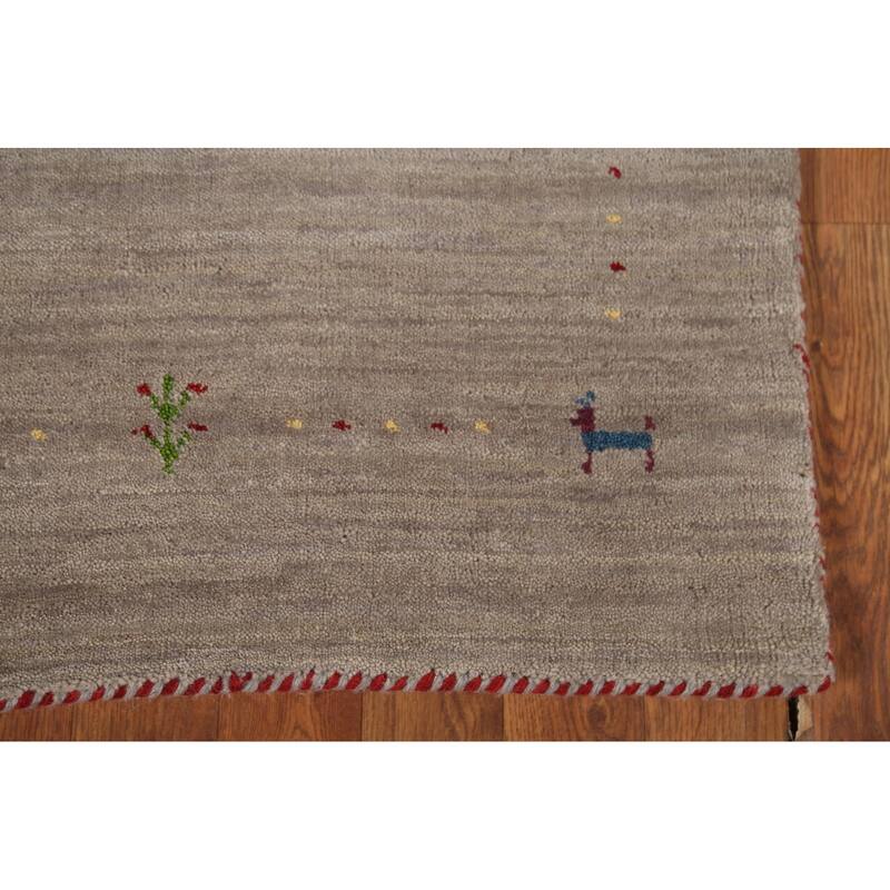 Tribal Gabbeh Indian Accent Rug Hand-Knotted Oriental Wool Carpet - 2'7"x 4'9"