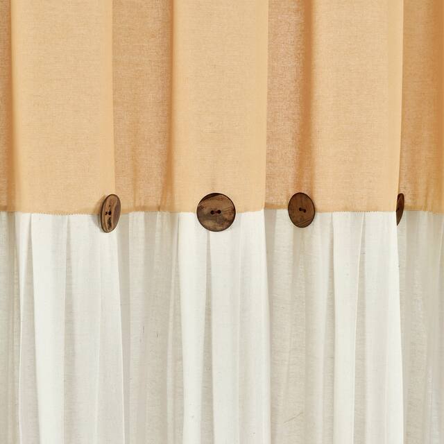 Lush Decor Two-tone Linen Button Shower Curtain