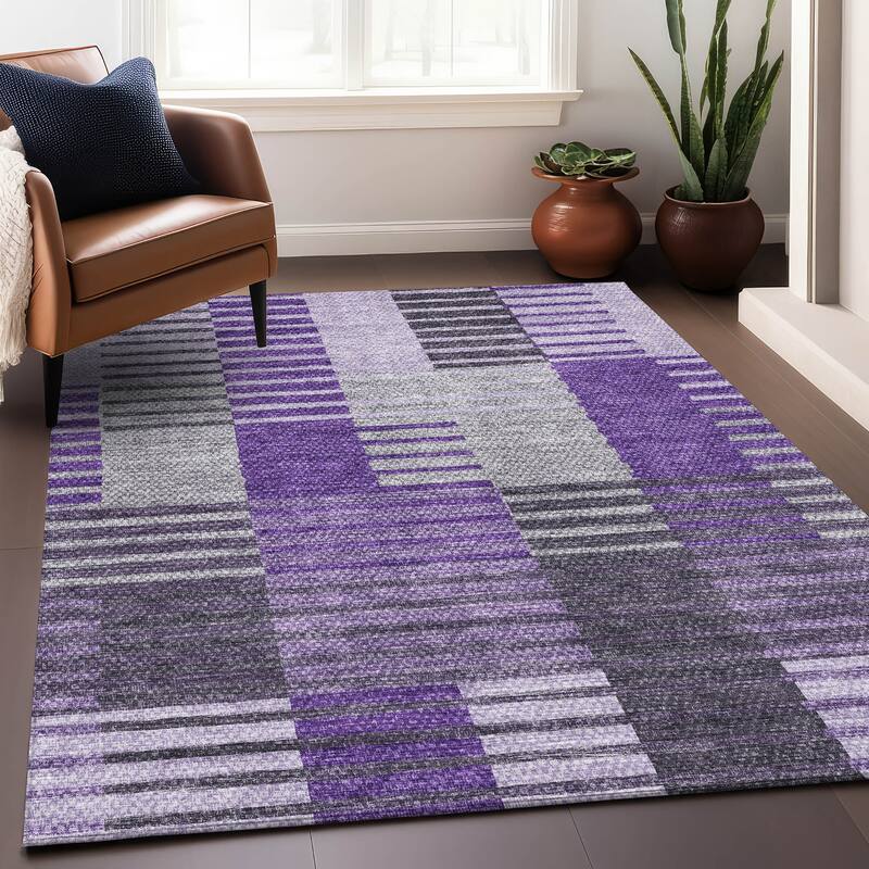 Premium Washable Super Soft Geo Stripe Mayfield Rug
