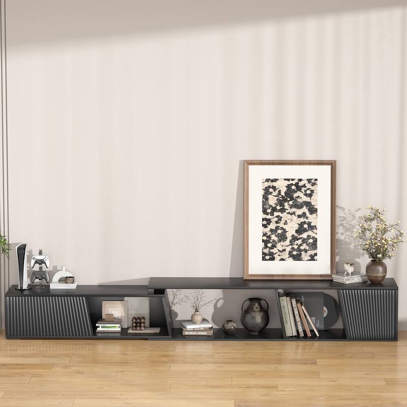 Gymojoy Extendable Adjustable Length 70.9"-106.2" TV Stand for 85-110 Inch Entertainment Center,Retractable Media Console Table.