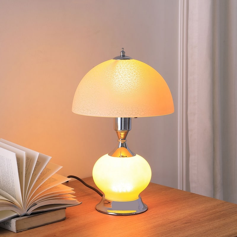 15.75"H Blush Pink Art Deco Glass W/ Night Light Table Lamp